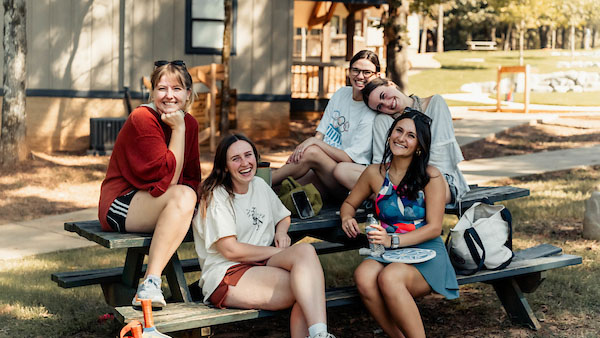 Watermark Institute, female students group, fellowshipping at the camp retreat.